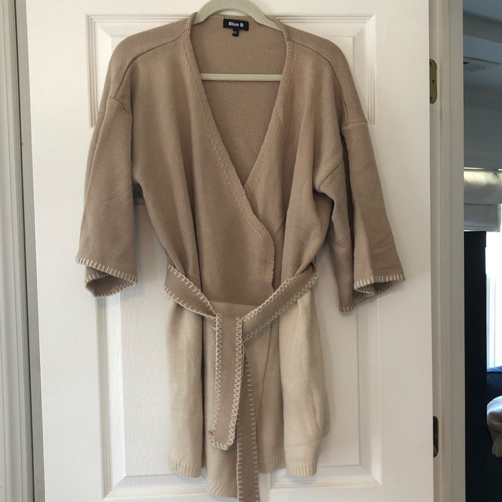 EUC Soft White & Cream Kimono Wrap Sweater